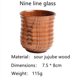 Fine Japanese Style Nine-Line Glass Wine Glass With Solid Wood Thread