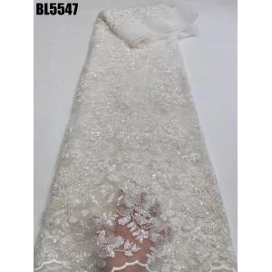 Latest fashionable aso ebi beaded lace wedding dress with shiny beaded Europe