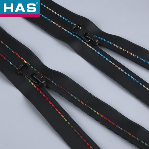 #5 Waterproof Zipper with Open-end and Double stripe double color thread zipper