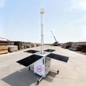 Weatherproof Solar Mobile CCTV Tower With PTZ Camera For Farm Security