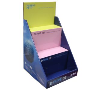 Commercial Cardboard Table Stand , High Durability 3 Tier Cardboard Display
