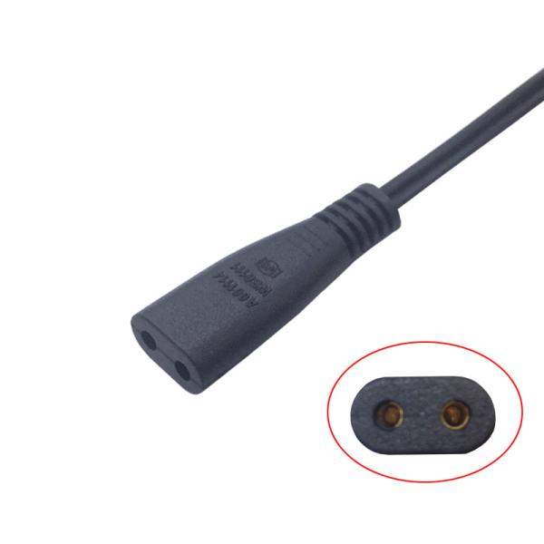 Durable 2pin black power cable for shaver copper power cord