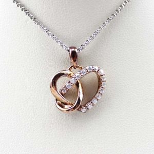 Sterling Silver CZ Diamonds Heart Pendant Women Necklace (P-116)