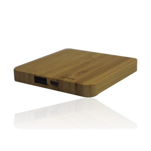 Square Shaped Carved Wood Power Bank 5200 Milliampere 3 Years Warranty