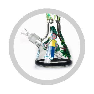 13.5 Inch Rick And Morty Bong 7mm Thick Glass Smoking Water Pipes Mixed Color