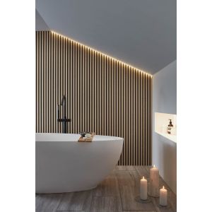 Recycled Soundproof Veneer Panelling Wall , Mildewproof Timber Slats On Wall