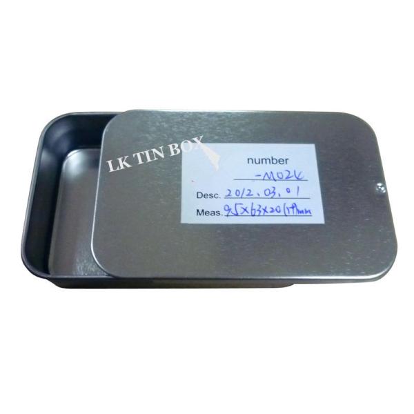 Unprinted Silver Rectangular Small Tin Containers / Boxes With Sliding Lid