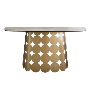 China Luxury Hotel High-end Stainless Steel Marble Gold Entrance Table on sale