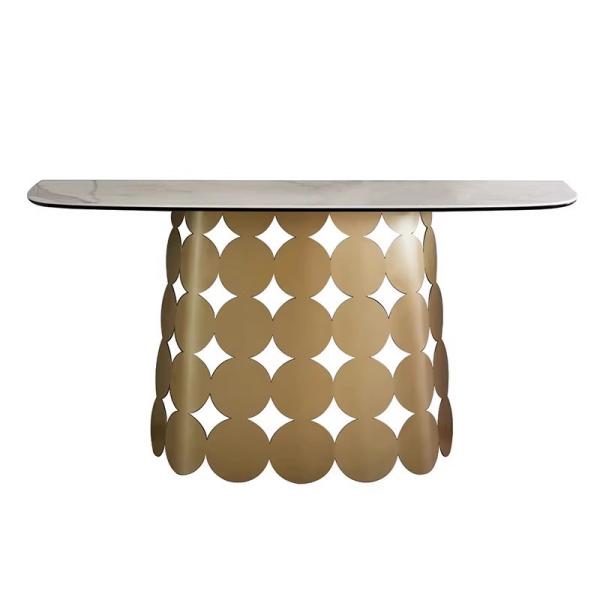 Buy Luxury Hotel High-end Stainless Steel Marble Gold Entrance Table at wholesale prices