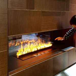 Quality 118'' 3000mm Water Mist Electric Fireplace 220V Multi-Side View Illusion Of Fire for sale