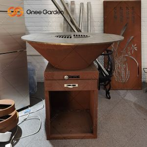 China Garden Rust Corten Steel Outdoor Cooking Grills Fire Pit BBQ Grill Packaging Services on sale