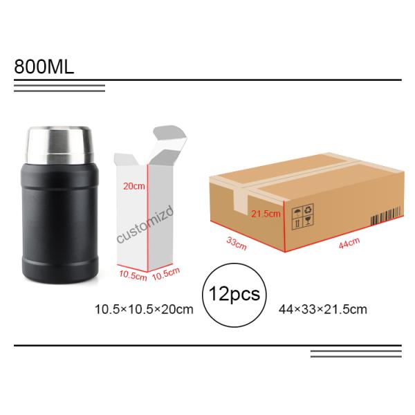 Sealed Double Wall Stainless Steel Food Container Jar 800ml 450ml Vacuum Food Jar