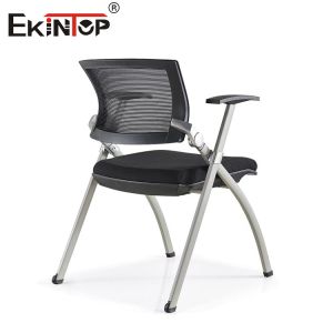 China Iron Mesh Training Room Chair With Black Mesh Backrest Foam Cushion Foldable on sale