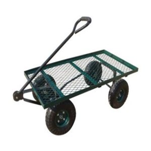 Metal Heavy Duty Yard Cart Four Wheel Mesh Deck Steel Wagon Hose Reel Tool Cart