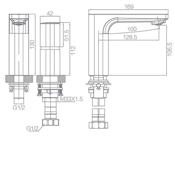 Polished Cold Hot Water Mixer Tap Knob Control with Single Handle