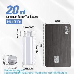 Glass Bottles with Aluminum Cap, Glass Jars Small Storage Bottle Glass Vials,