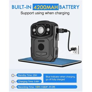 4K Resolution IP68 Wifi Body-Worn Cameras H.264/H.265 Video Encoding with NFC