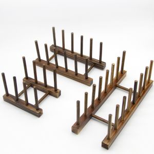 Wooden Wine Tea Cup Holder Stand Carbonized Kitchen Drain Rack