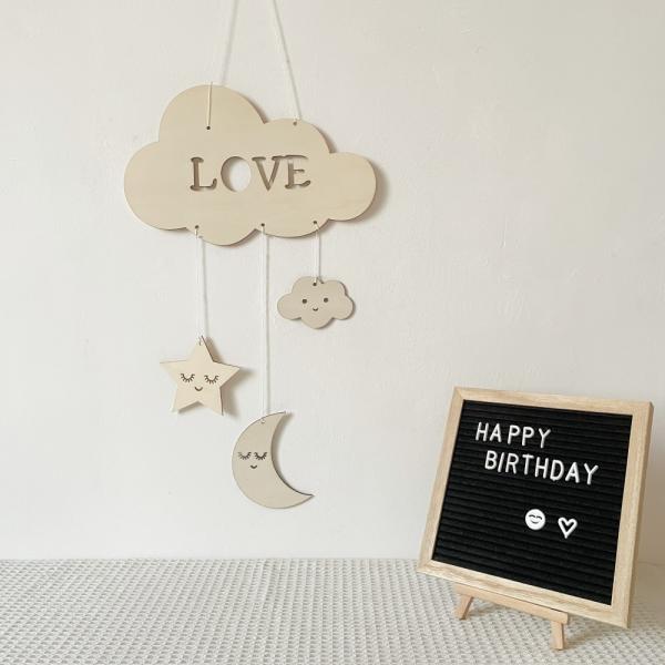 Nordic Modern Art Style Ins Wall Hanging Metal and Wooden Crafts Creative Moon Pendant for Home and Garden Decor