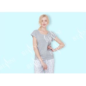 Spring Summer Grey Womens Pyjama Sets With Woven Viscose Cotton Printed Long
