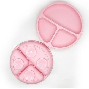 BPA Free Silicone Non-Slip Baby Dinner Plate with Suction Cup and Food Grade