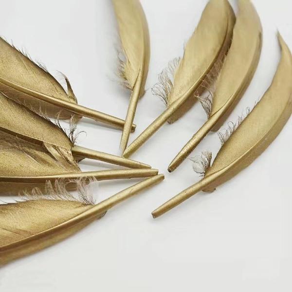 20-25 Cm Gold Dyed Turkey Feathers Quill Perfect For Festival Decoration