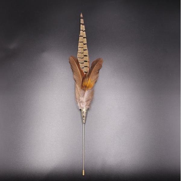 Pheasant Feather Brass Brooch Mount with Fast Shipping via DHL UPS FEDEX EMS TNT