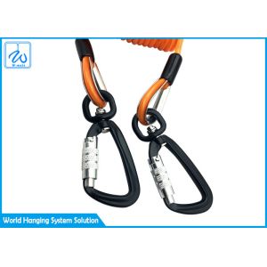 Tool Safety Lanyard 3m Coil Spring Lanyard With Carabiner Custom