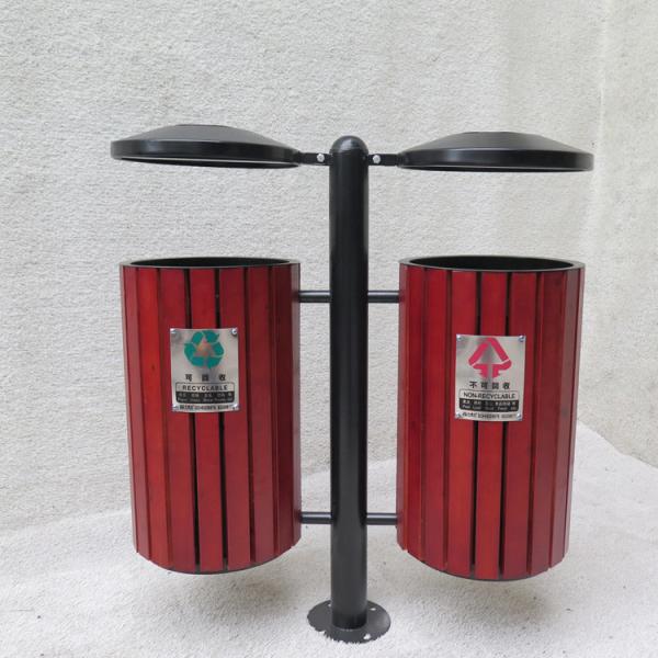 Steel Wooden 240L 120L 2 Compartment Trash Can