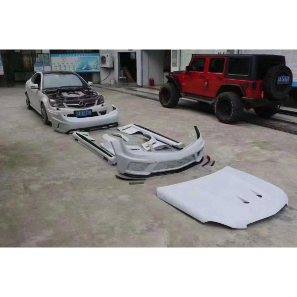 For Mercedes W204 C63 Body Kit W204 Upgraded Black Series Style Front and Rear Bumper Hood Widebody Kit