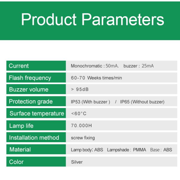 DC 24V Beacon Tower Light PC Lampshade Alarm Signal Indicator Warning