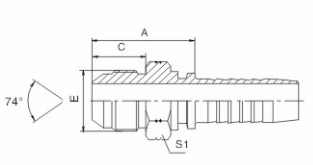 Carton Steel Npt Pipe Fittings , JIC Male 74 Degree Cone Seal In Silver Color ( 16711 )