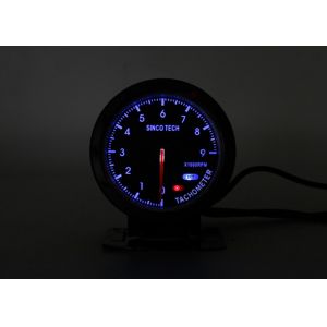Blue Digital RPM Tachometer , Automotive RPM Meter Circular Instrument