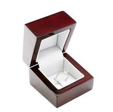 Buy Red Color Light Wood Jewelry Box , Wooden Engagement Ring Box For Single Ring at wholesale prices