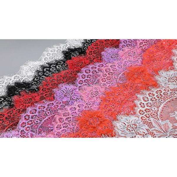 Nylon Mesh Eyelet White Chantilly Eyelash Lace Fabric For Bridal