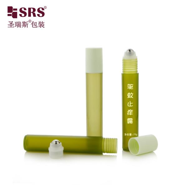 RPP-15ML Red Flat Plastic Screw Cap No Leakage PP Roll-On Bottle With Steel Ball For Eye Gel Pain Relief