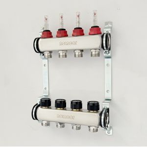 Stainless steel manifold for hydronic underfloor heating