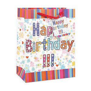 Creative brown birthday paper gift shopping bag wholesale small medium large