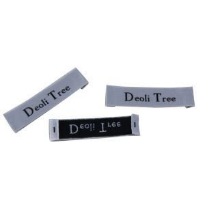 Recyclable Clothing Woven Labels White Black Satin Surface Crochet