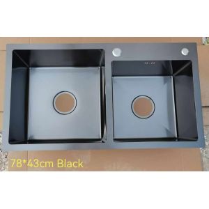 Quality 18 Gauge Stainless Steel Handmade Sink 2 Basin Kitchen Sink Handmade Sink With Drain for sale