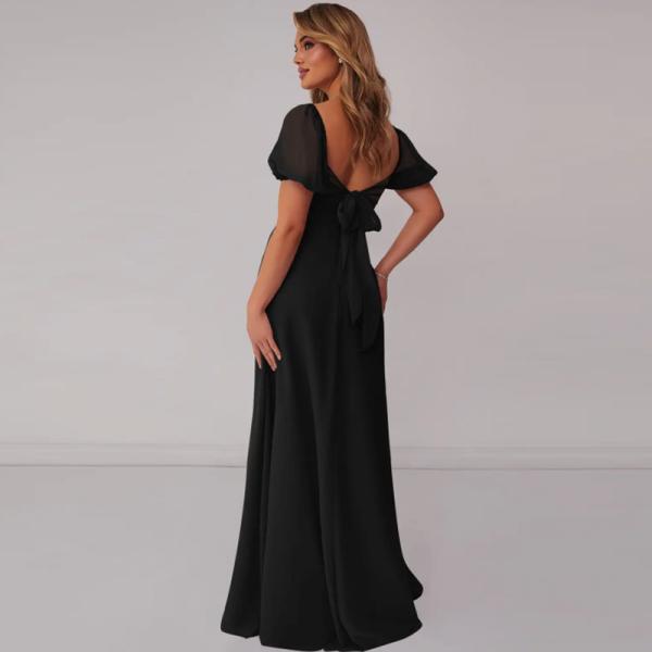 Gorgeous Manufacturer OEM Chiffon Bridesmaid Dress Cap Sleeves V-Neck Backless A-Line Plus Size Pleated