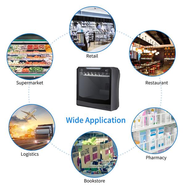 Black Hands Free 2D Barcode Scanner Omnidirectional For Retail Store Supermarket