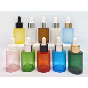 30ml Glass Frosted Dropper Bottle Cylindrical Essence Cosmetic Flat Shoulder