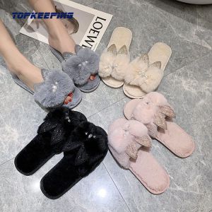 1D0044 Lady Cute Fluffy Fleece Plush Warm Slipper