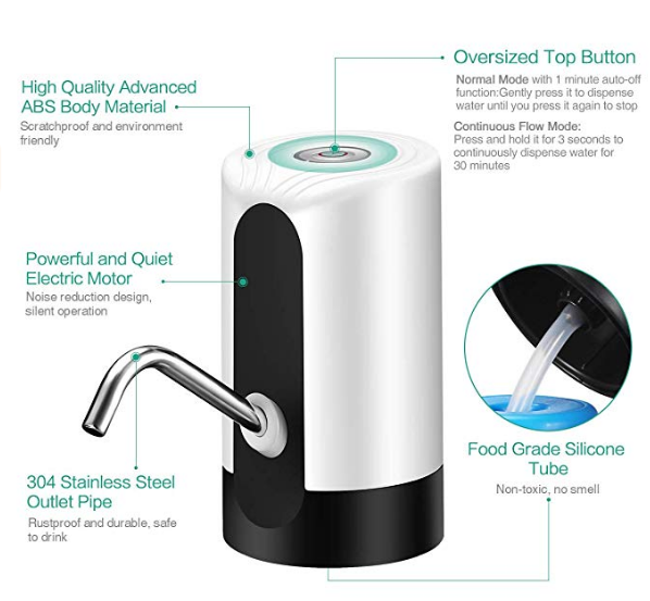 USB Charging Bottled Water Pump For Universal 2-5 Gallon Bottle Water Drinking