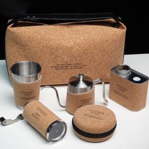 Coffee Grinders and Pour Over Kettle in Modern Luxury Travel Set with Manual