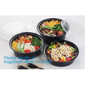 1000ml Black Disposable Biodegradable Bento Food Noodles Container PP Plastic