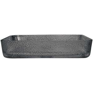 Smoky Grey Rectangular Vessel Sinks Wash Bowl Bathroom Smooth 105mm