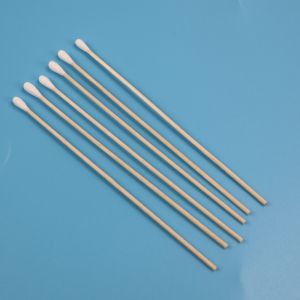 Quality 6&quot; Eco Friendly Long Wooden Stick Cotton Bud Swab For Daily Use for sale