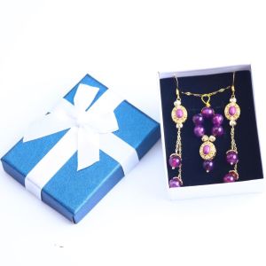 Handmade Gemstone Beaded Necklace And Earring Set Copper Gold Plating